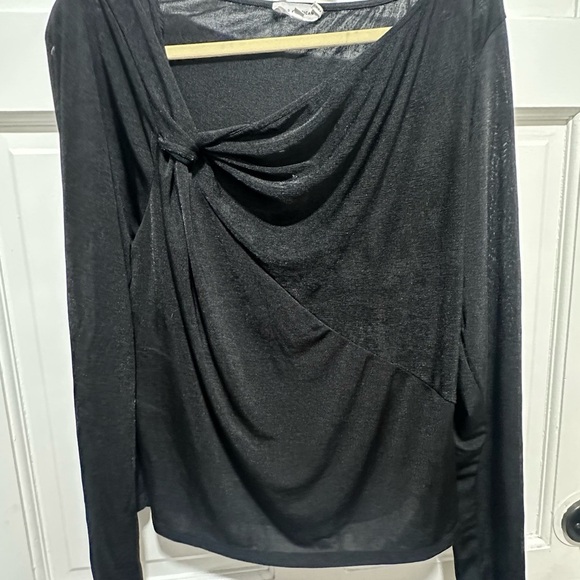Good American Black Asymmetrical Ruched Blouse size 5 2XL - Picture 2 of 4